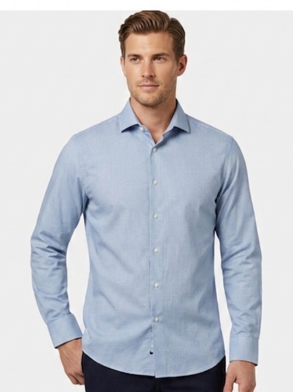 Kenneth Cole Awearness  Tech Men's Light Blue Dress Long Sleeve Button 17-34/35